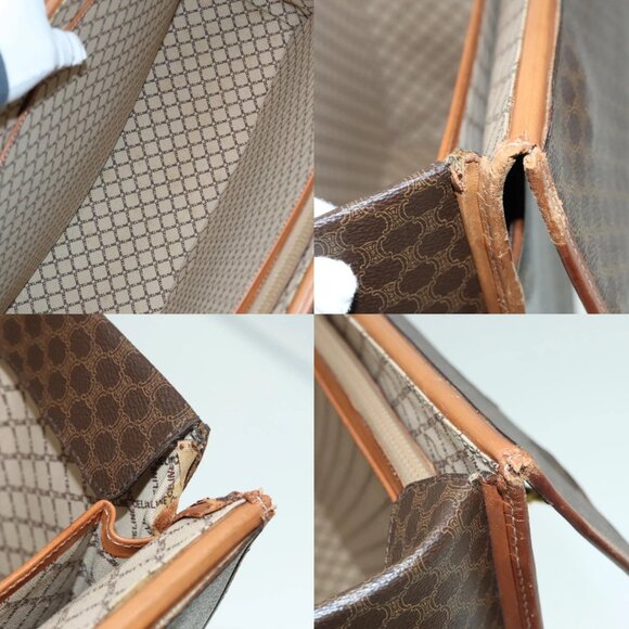 CELINE Macadam Canvas Trunk PVC Leather Gold Brown Auth 92361 - Picture 15 of 16